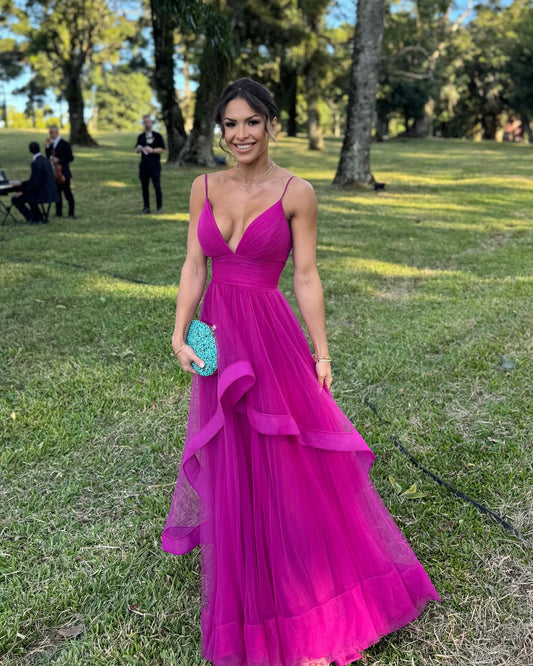 Robe de bal trapèze à bretelles spaghetti, robe d'invitée de mariage formelle J7044