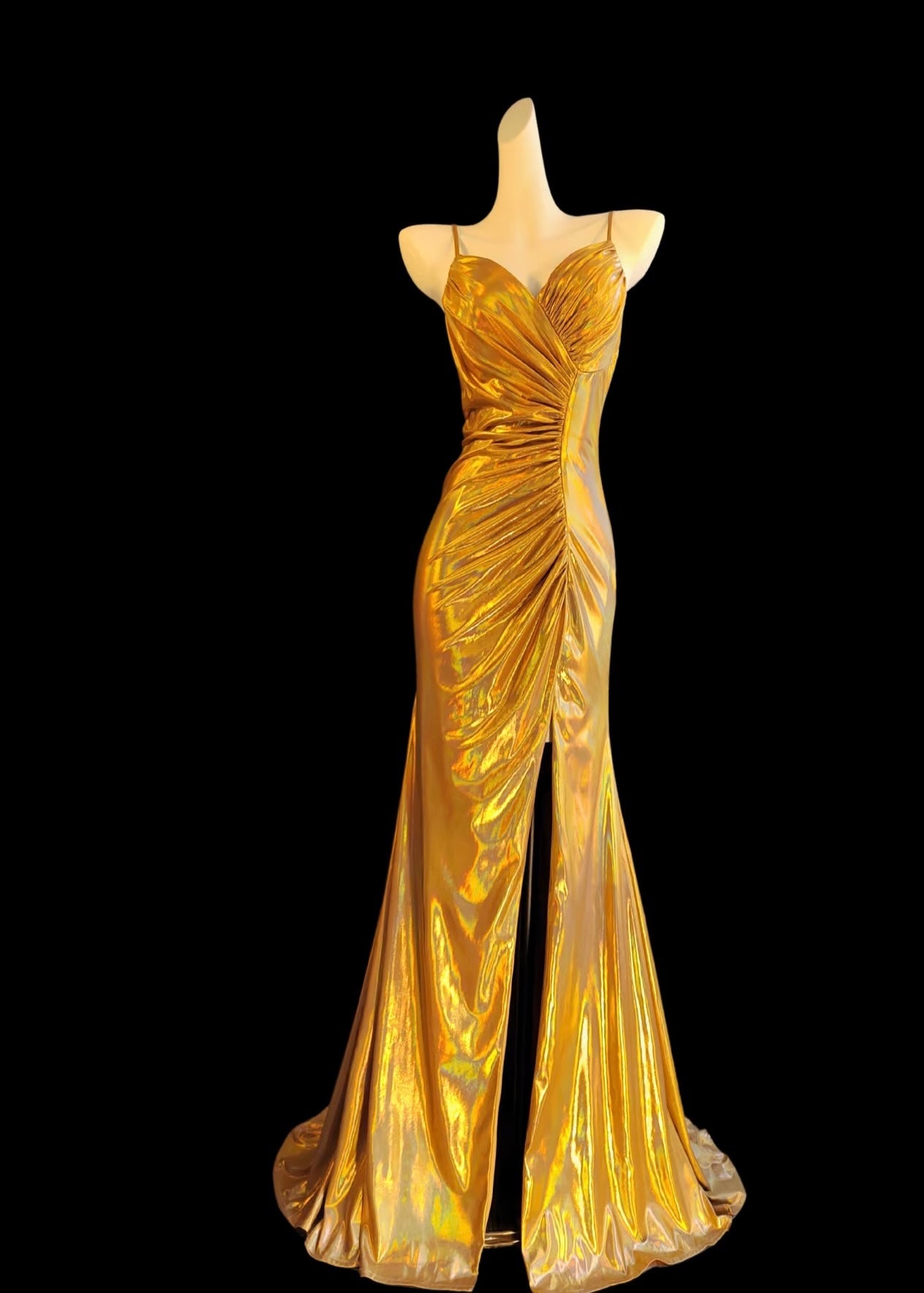 Robe de soirée sirène à bretelles spaghetti, robe de bal formelle J7321