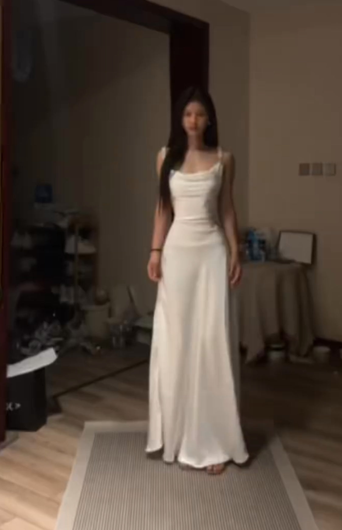 Spaghetti Straps Backless Ivory Prom Dress Formal Evening Party Dress J7188