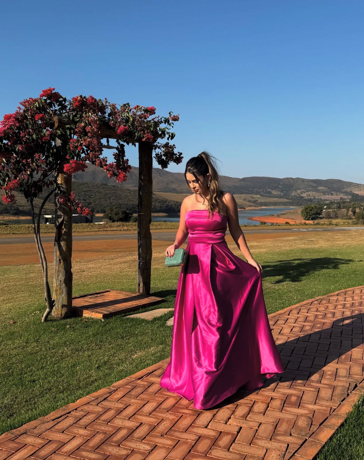 A-Linie Satin Langes Ballkleid Formales Hochzeitsgastkleid J8020