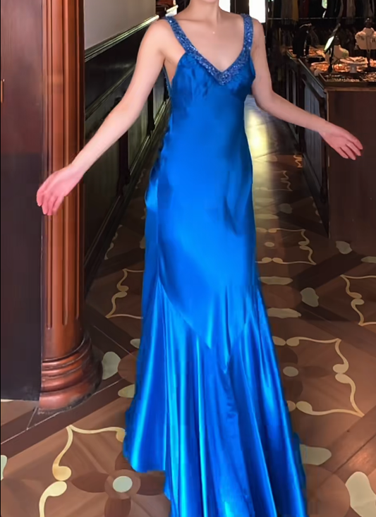 Trägerloses silbernes Vintage-Abendkleid, A-Linie, Geburtstagskleid J9370