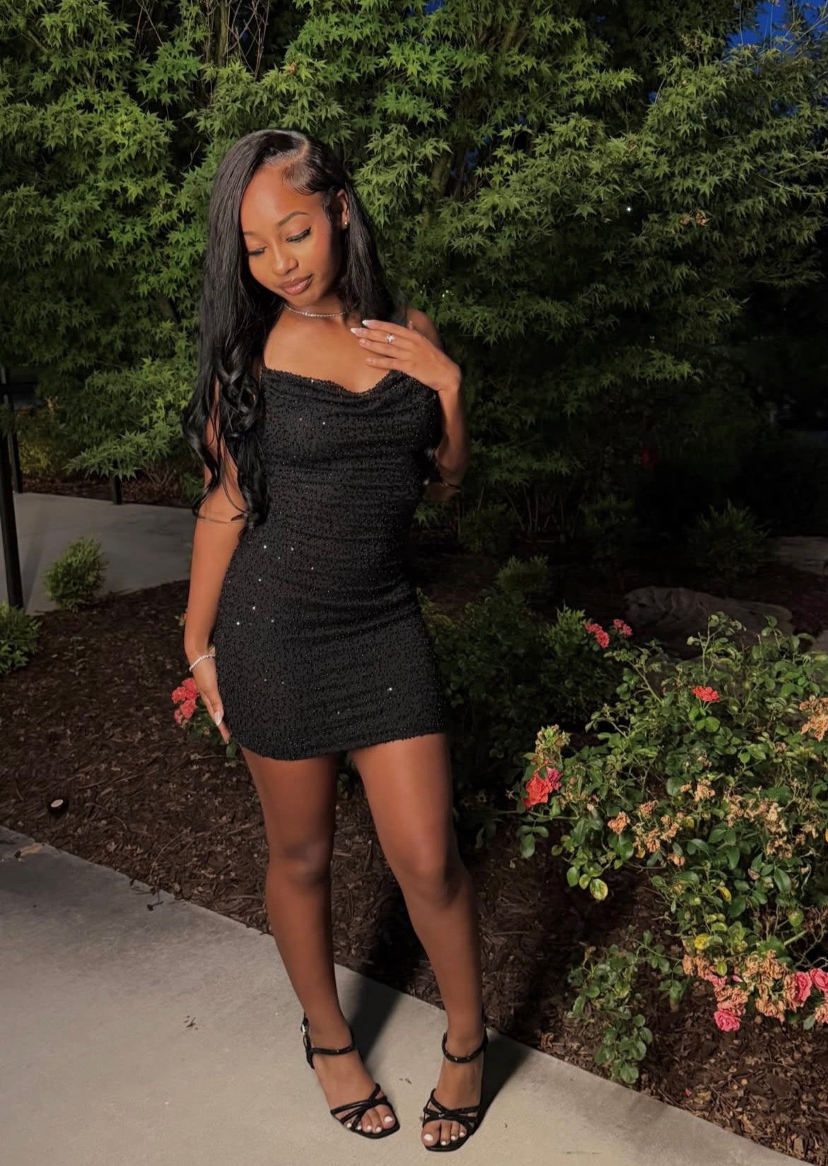 Beaded Black Mini Birthday Dress Homecoming Dress  J12123