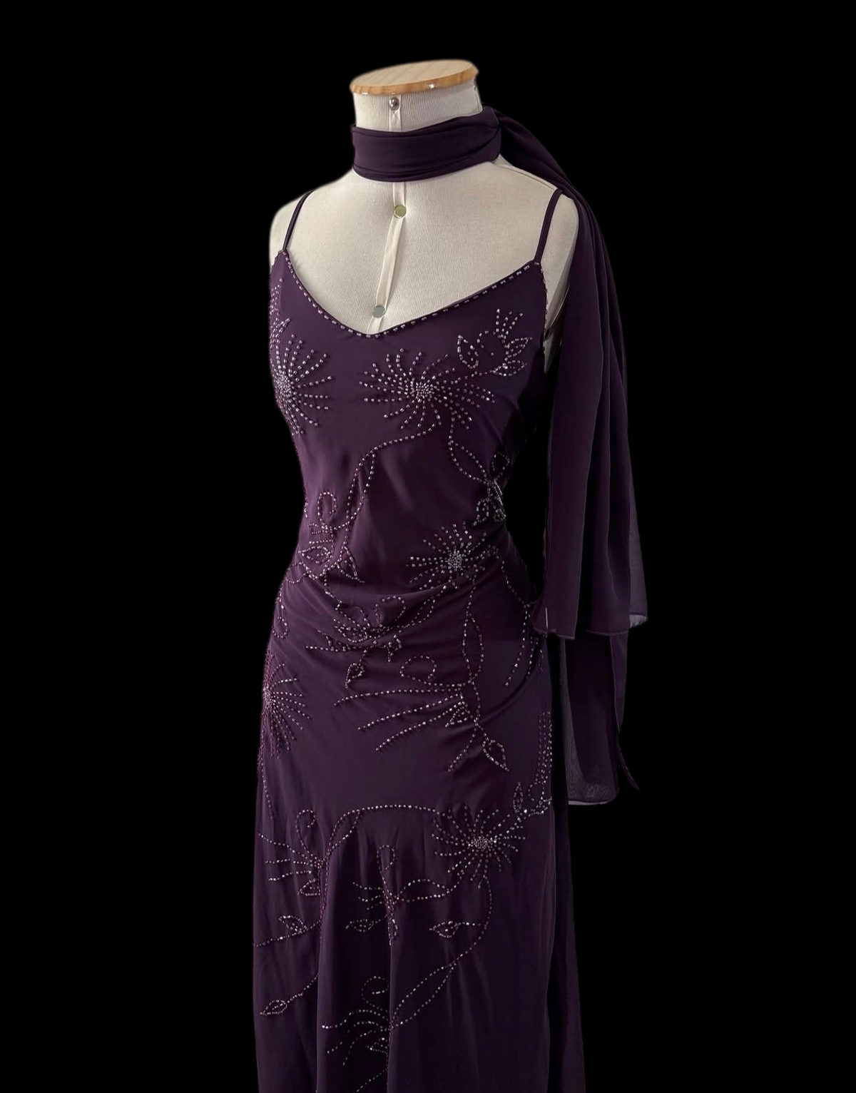 Robe de bal bustier violette en satin avec appliques, robe de soirée formelle J9413