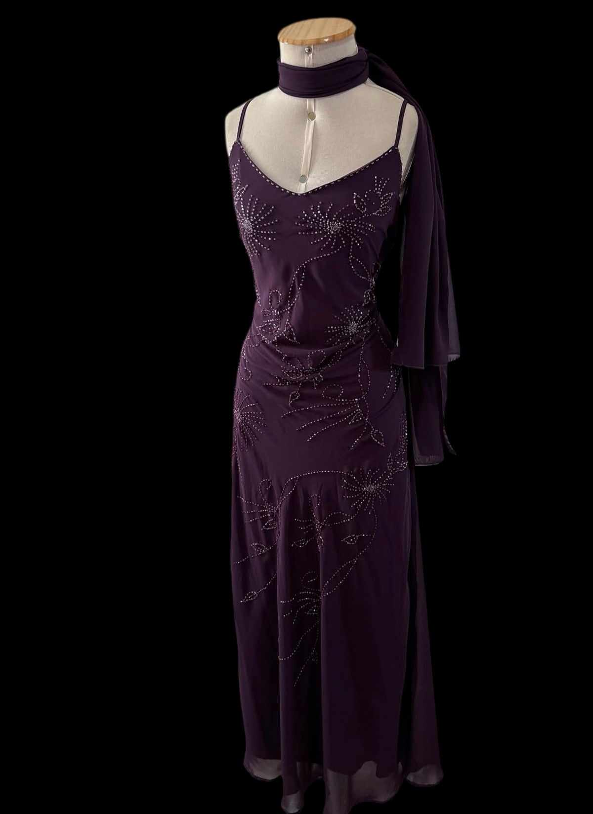Robe de bal bustier violette en satin avec appliques, robe de soirée formelle J9413