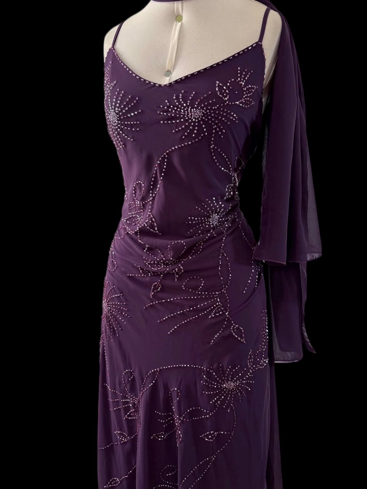 Robe de bal bustier violette en satin avec appliques, robe de soirée formelle J9413