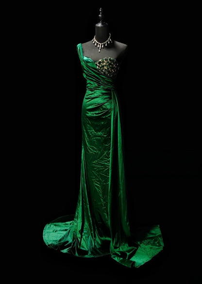 Trägerloses silbernes Vintage-Abendkleid, A-Linie, Geburtstagskleid J9370