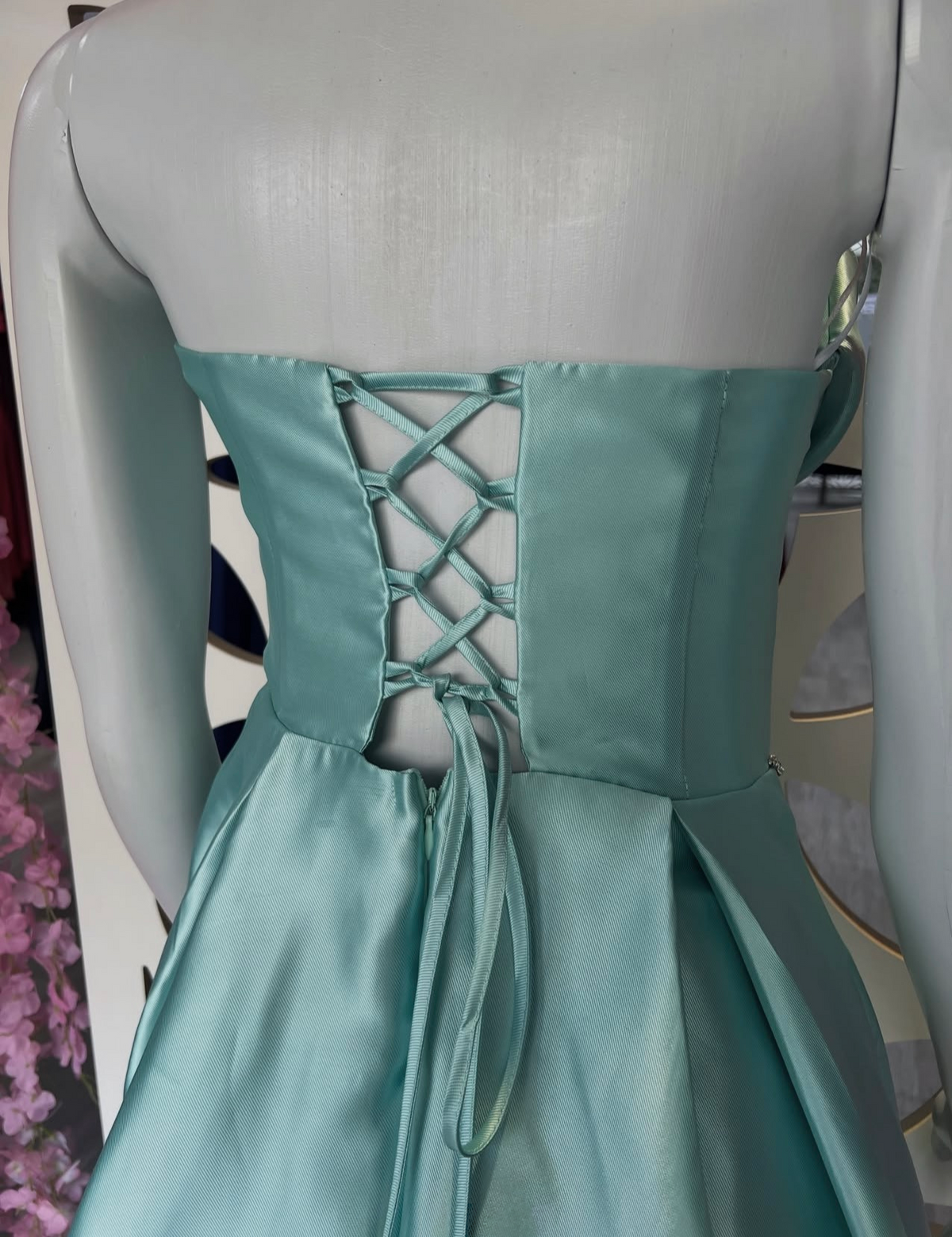Robe de bal bustier violette en satin avec appliques, robe de soirée formelle J9413