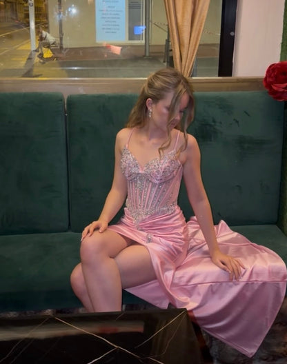 Trägerloses silbernes Vintage-Abendkleid, A-Linie, Geburtstagskleid J9370