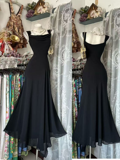 Black Mermaid Formal Evening Gown Sleeveless Prom Dress  J11857