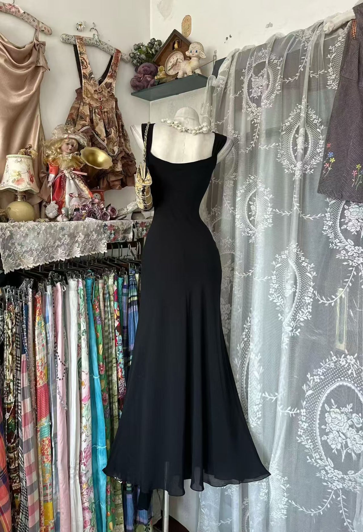 Black Mermaid Formal Evening Gown Sleeveless Prom Dress  J11857