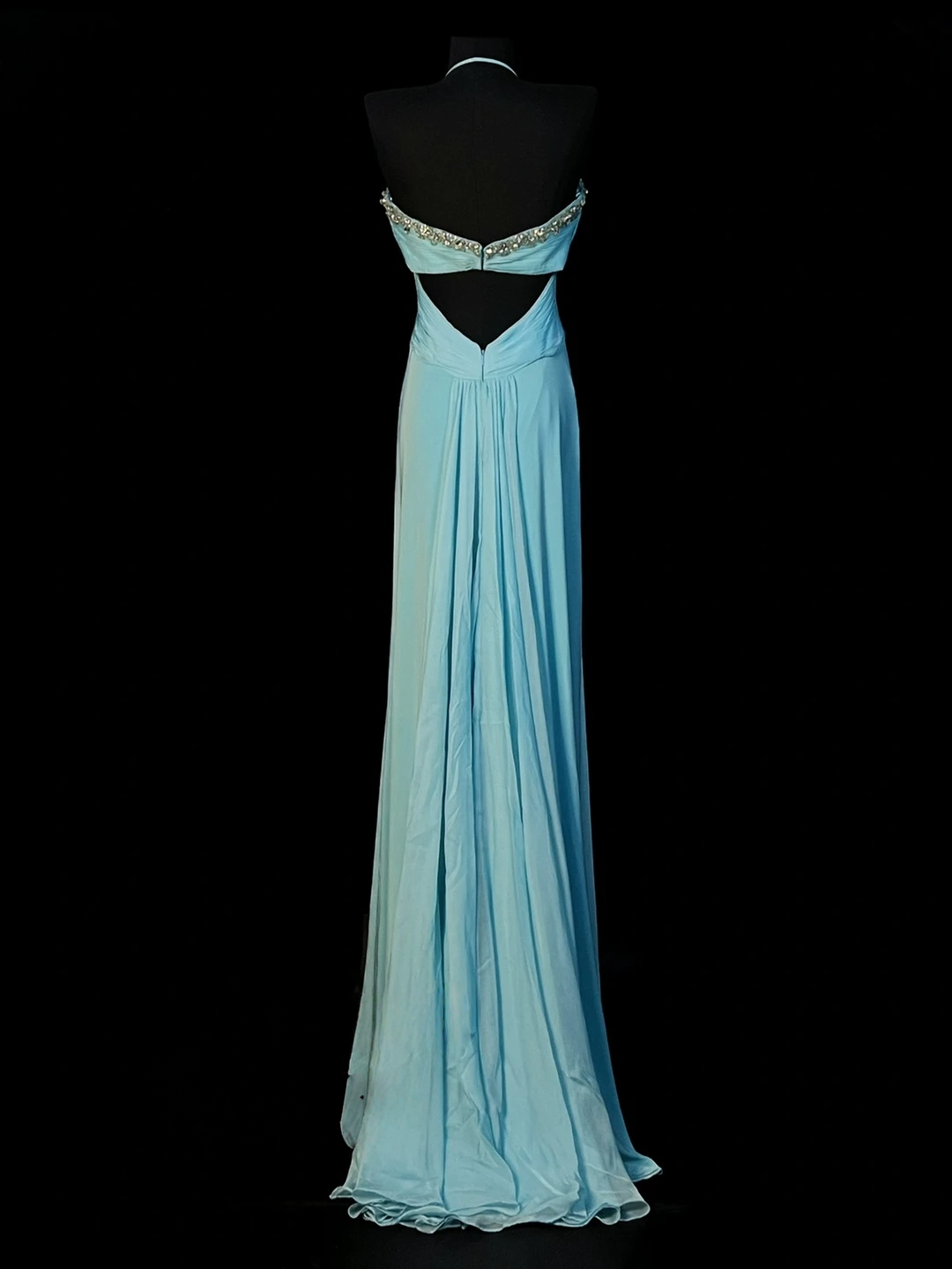 Blue Mermaid Chiffon Wedding Guest Dress Beaded Formal Prom Dress  J10152