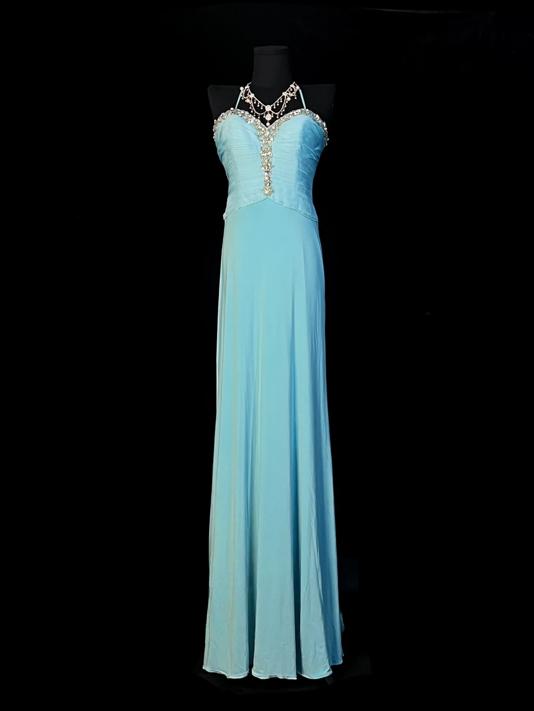 Blue Mermaid Chiffon Wedding Guest Dress Beaded Formal Prom Dress  J10152