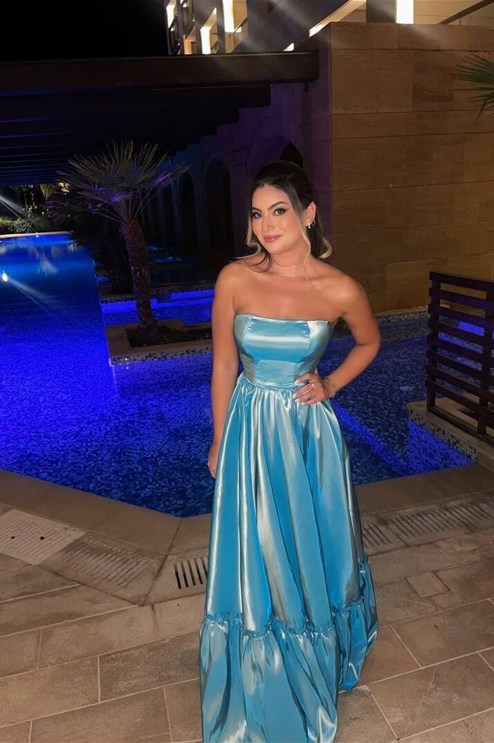 Trägerloses silbernes Vintage-Abendkleid, A-Linie, Geburtstagskleid J9370