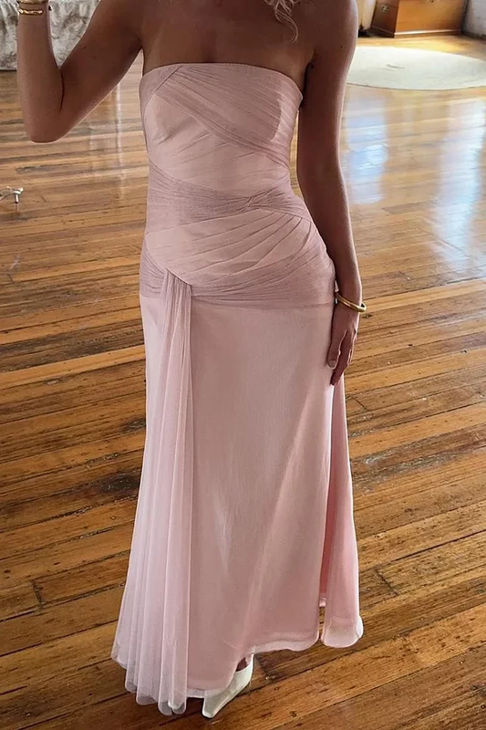 Trägerloses silbernes Vintage-Abendkleid, A-Linie, Geburtstagskleid J9370
