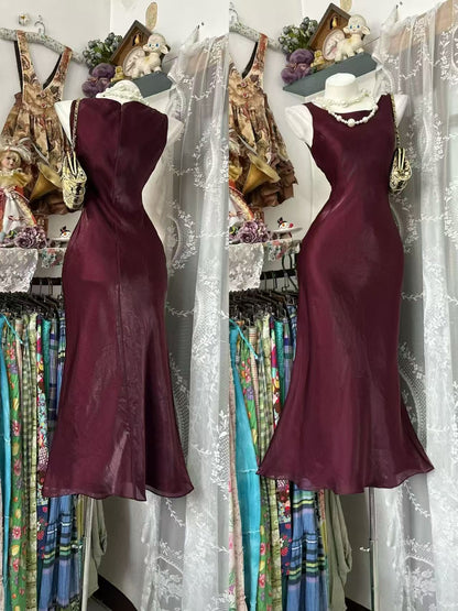 Trägerloses silbernes Vintage-Abendkleid, A-Linie, Geburtstagskleid J9370