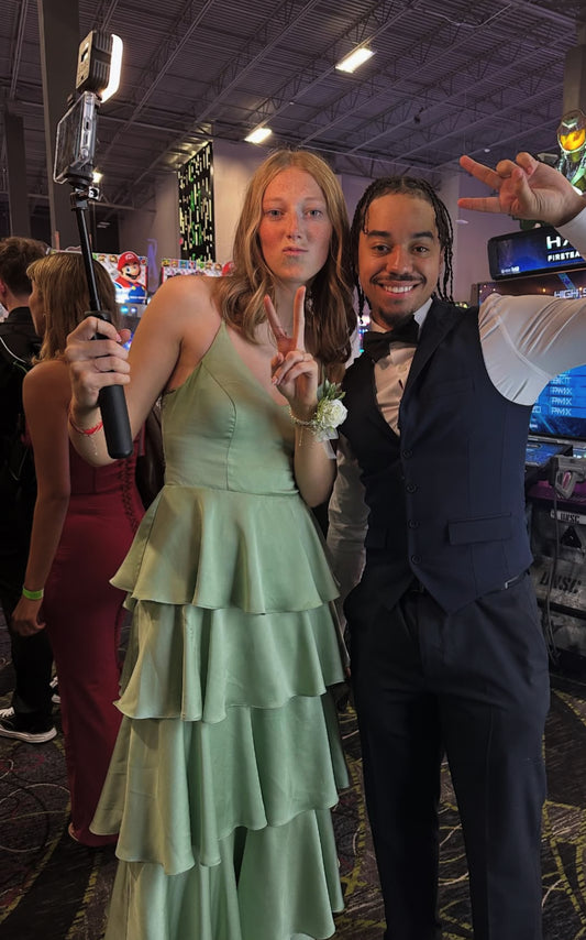 Robe de bal longue verte à volants, coupe trapèze, tenue de soirée formelle pour invité de mariage, J7873
