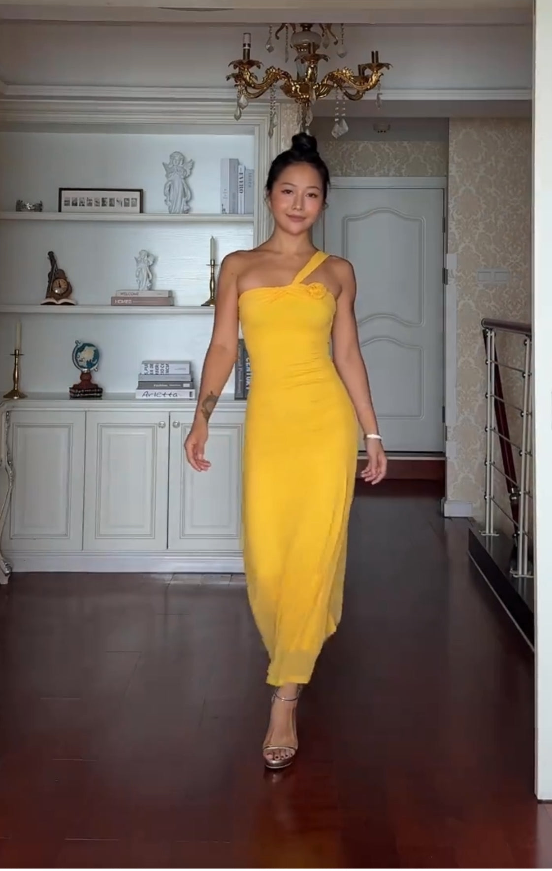 Yellow Sheath Formal Prom Dress Wedding Guest Dress J7256