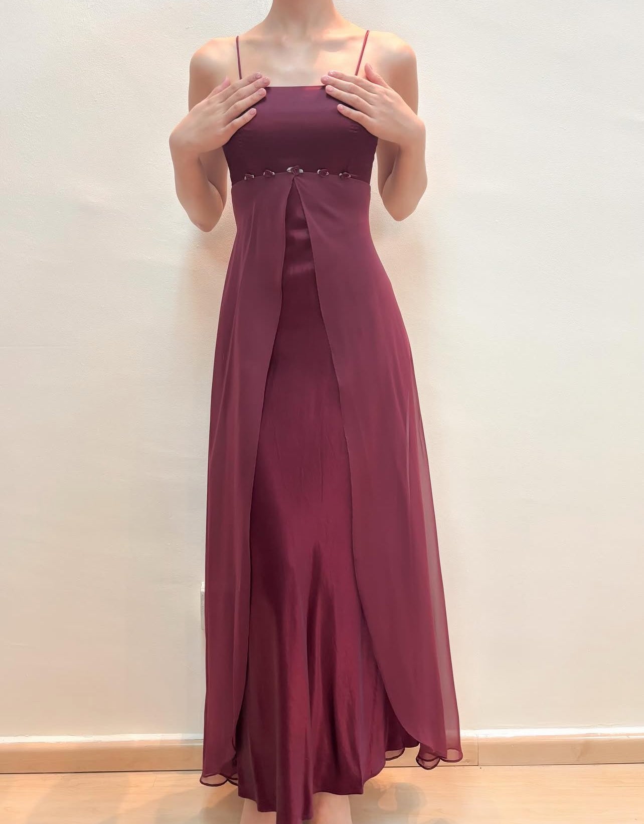 Spaghetti Straps Wine Red Long Prom Dress Vintage Evening Dress J8575