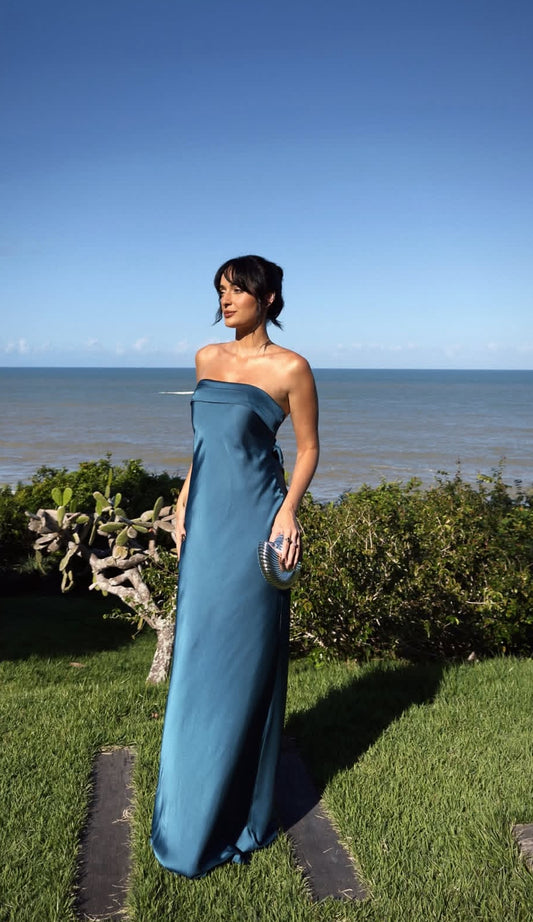 Strapless Sheath Satin Prom Dress Formal Evening Party Dress J7036