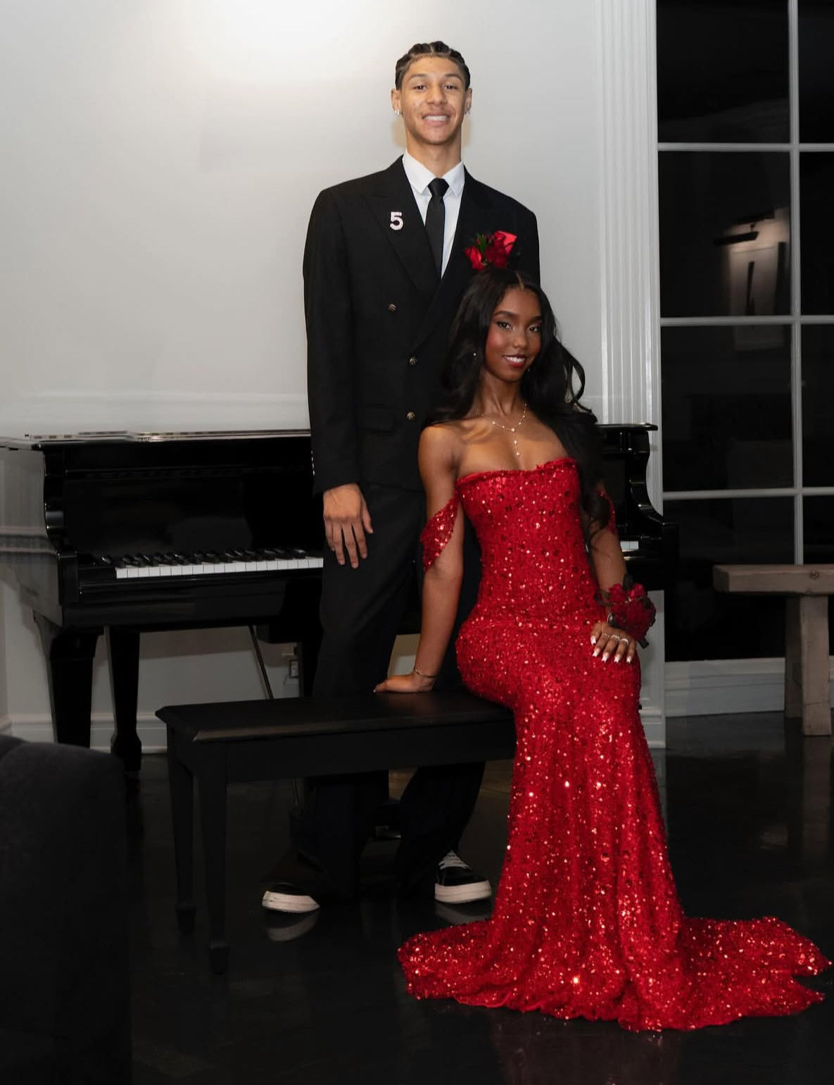 Off Shoulder Mermaid Red Long Prom Dress Sequin Evening Dress J7902