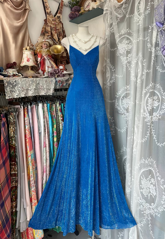 Spaghettiträger Blau Langes Ballkleid Formales Abendkleid J8513