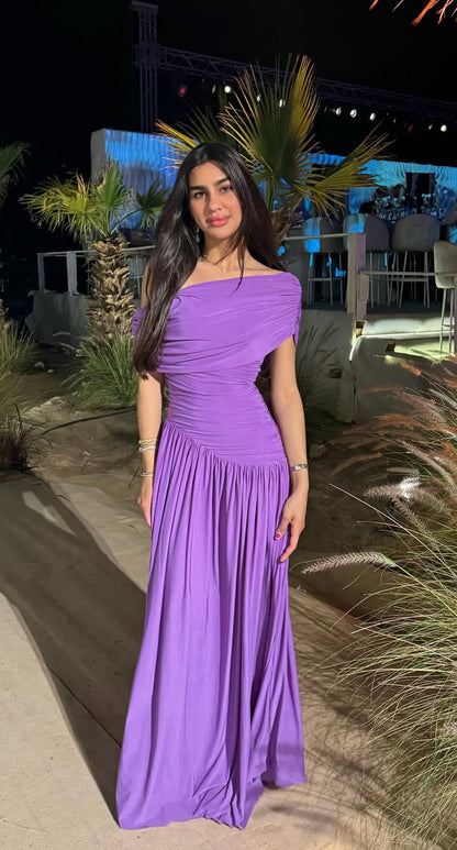 Robe de soirée violette coupe trapèze J7143