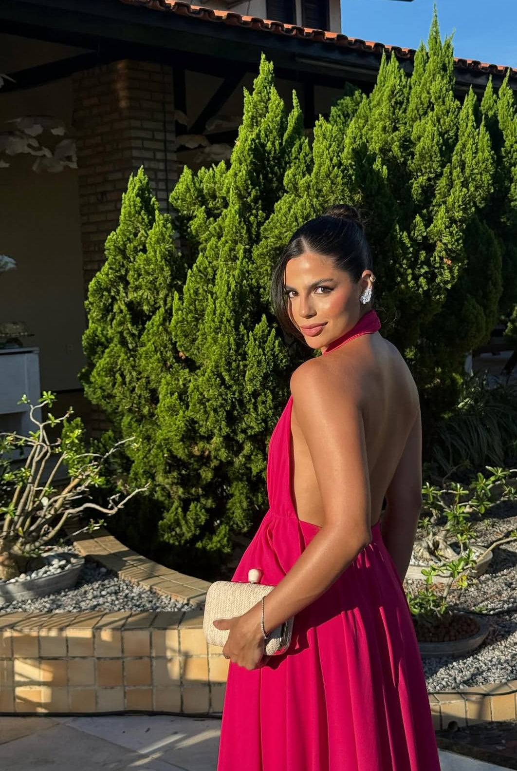 Halter A Line Wedding Guest Dress V Neck Backless Prom Dress J7960