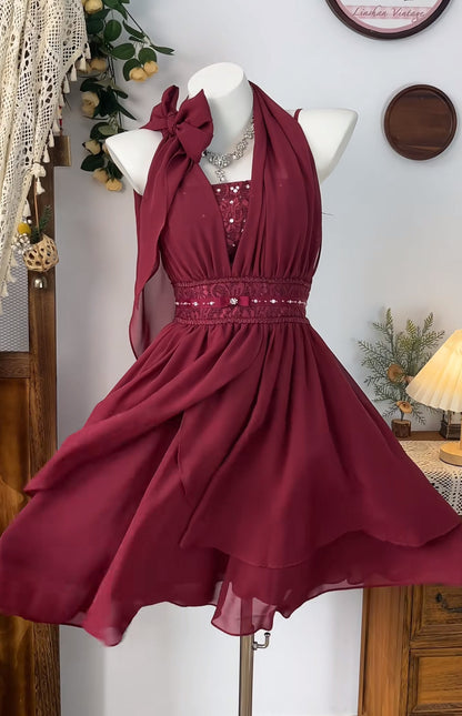 A Line Burgundy Short Prom Dress Homecoming Dress J8414