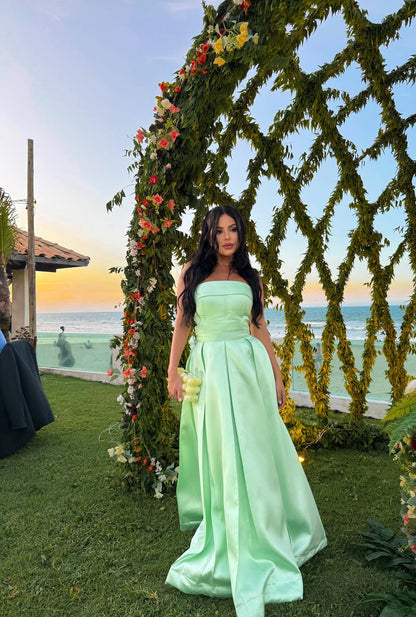 A-Linie Satin Hochzeitsgastkleid Formales Ballkleid Abendkleid Partykleid J7068