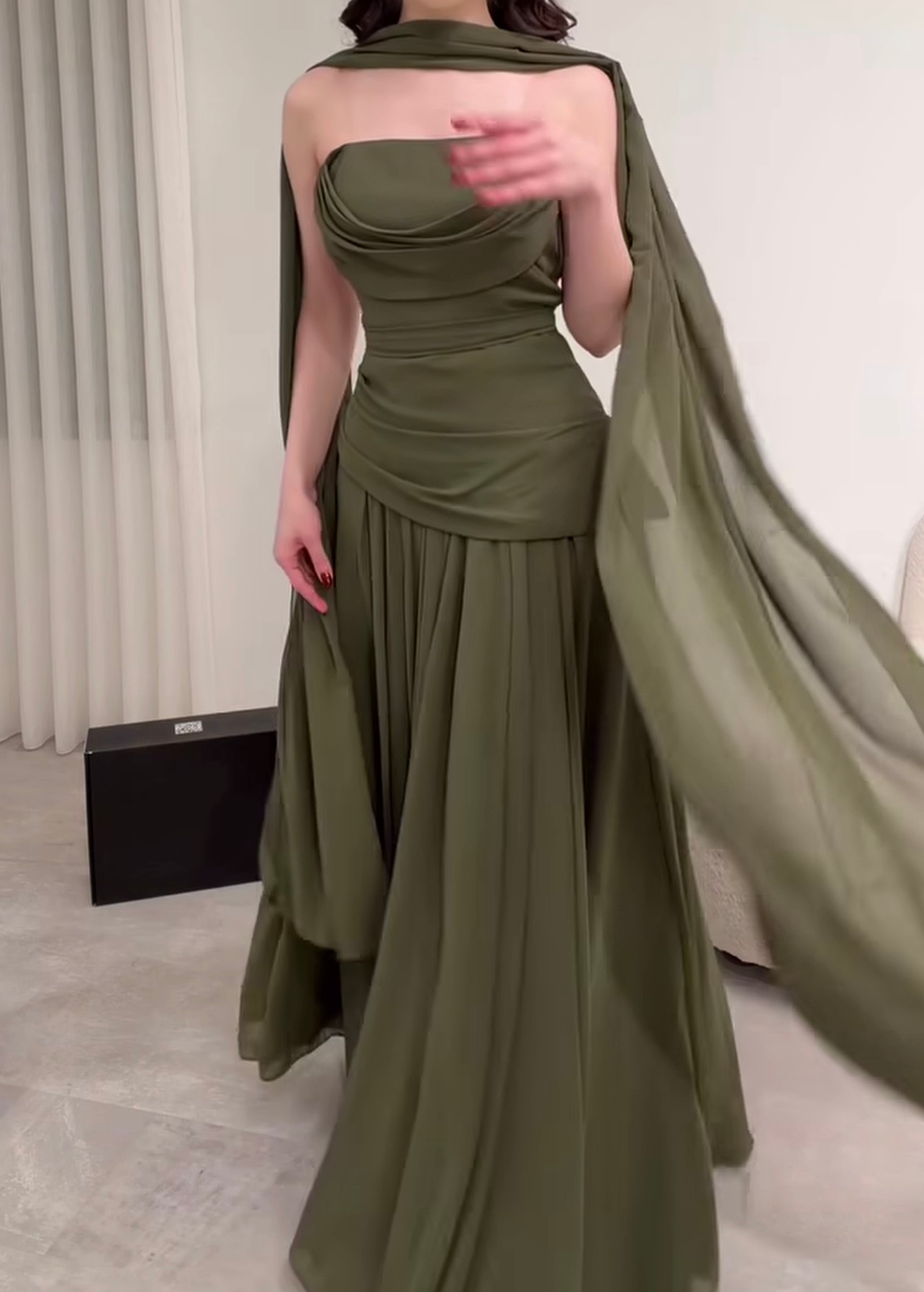 Trägerloses silbernes Vintage-Abendkleid, A-Linie, Geburtstagskleid J9370