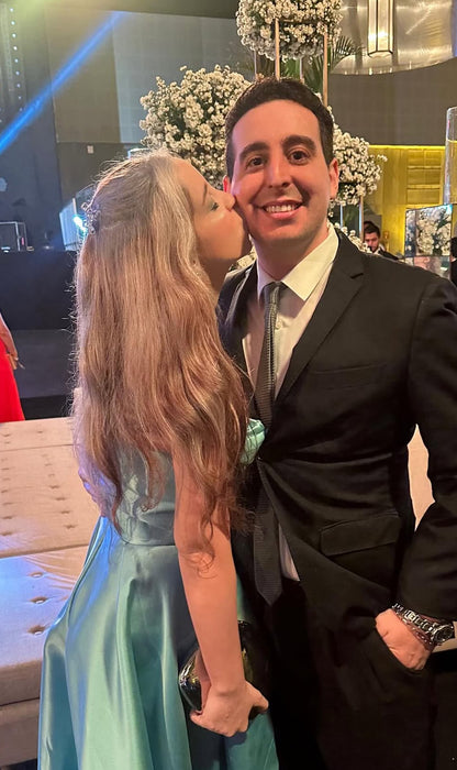 A Line Blue Satin Long Prom Dress Satin Evening Dress J7927