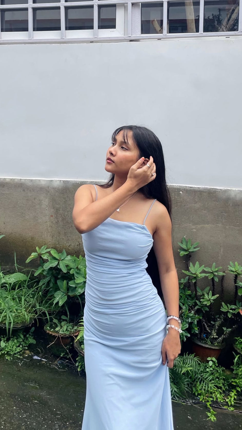 Spaghetti Straps Blue Long Prom Dress Formal Evening Party Dress J7085