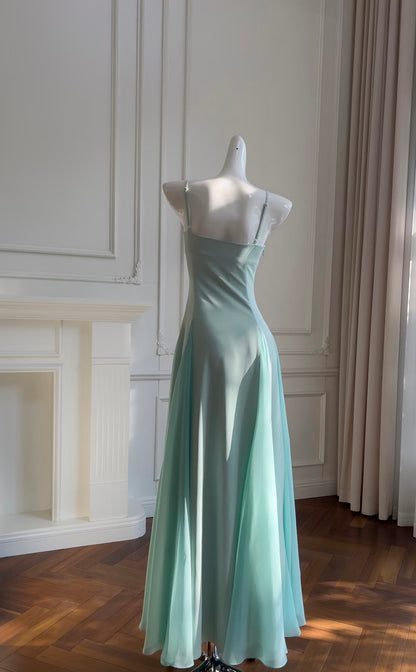 Spaghetti Straps A Line Chiffon Long Prom Dress J7985