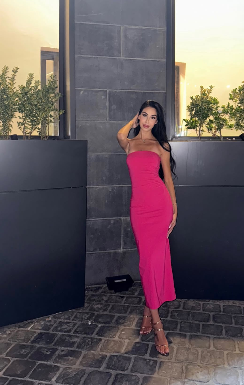 Strapless Sheath Hot Pink Prom Dress Formal Birthday Dress J8008