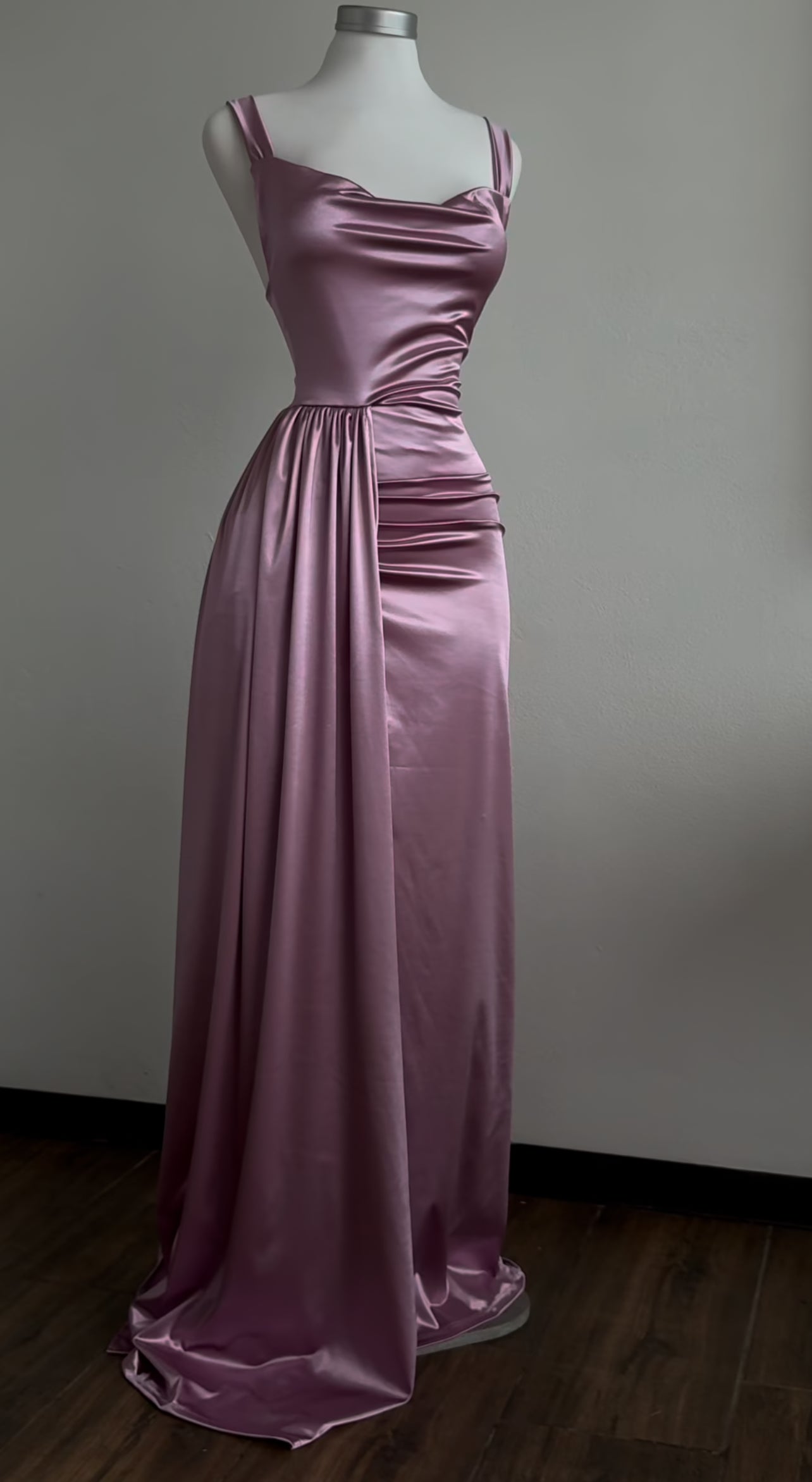 Pink Satin Long Prom Dress Satin Evening Dress J8600