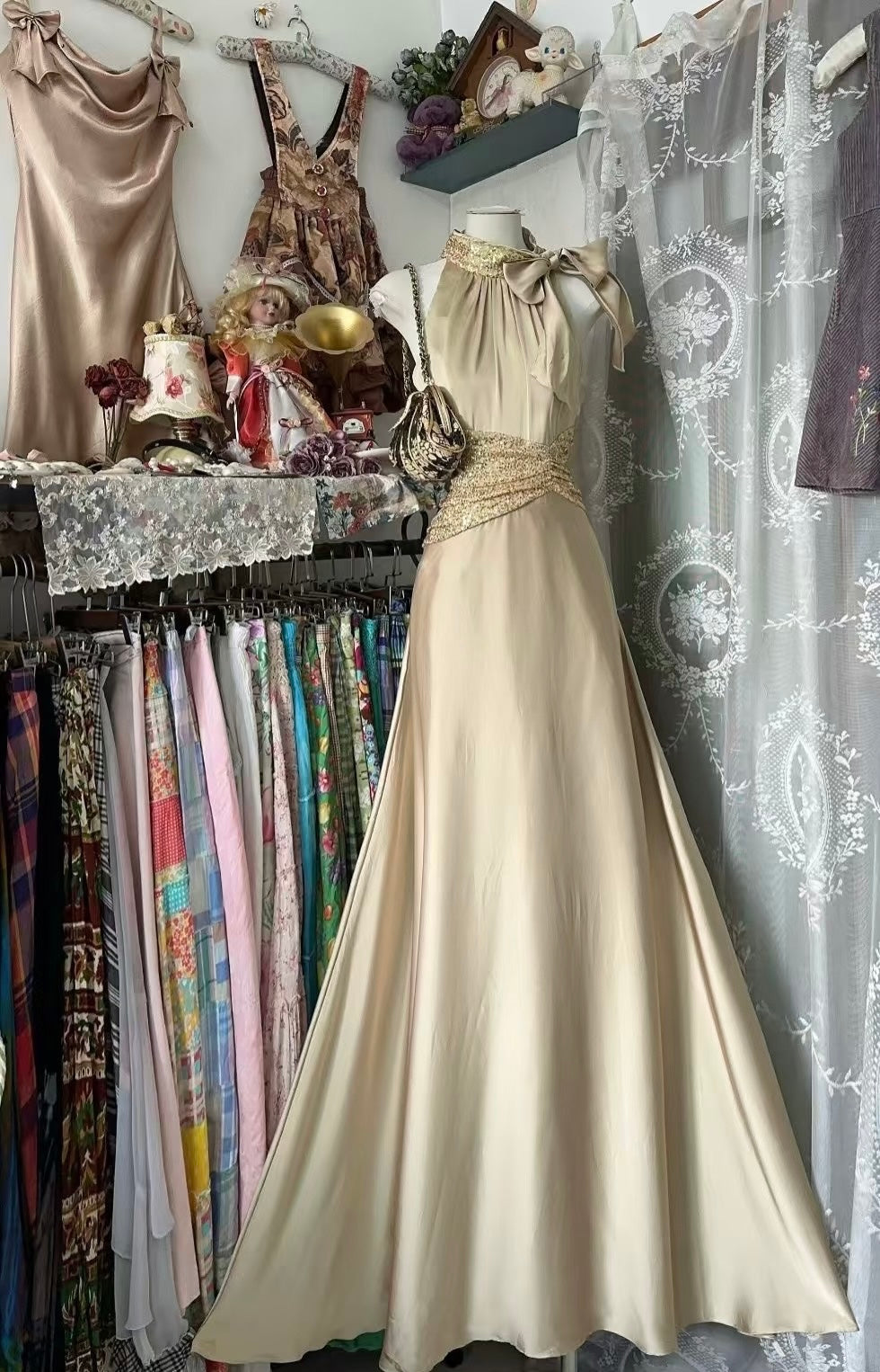 Halter Satin Long Prom Dress Elegant Evening Dress J7999