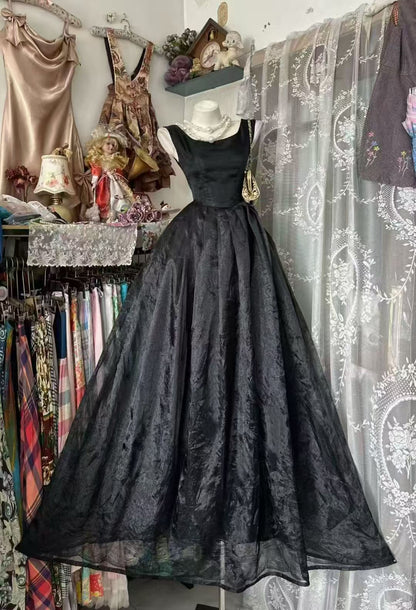 Elegant Black A Line Birthday Dress Formal Evening Gown J10862