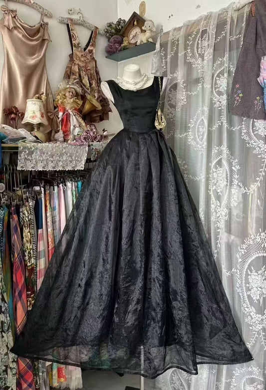 Elegant Black A Line Birthday Dress Formal Evening Gown J10862