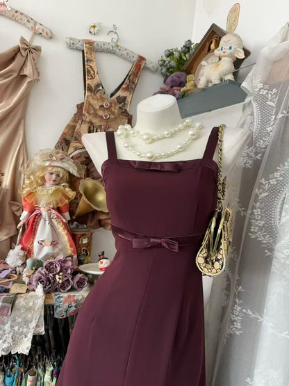 Elegant Burgundy Chiffon Formal Prom Dress Retro Evening Dress J10557
