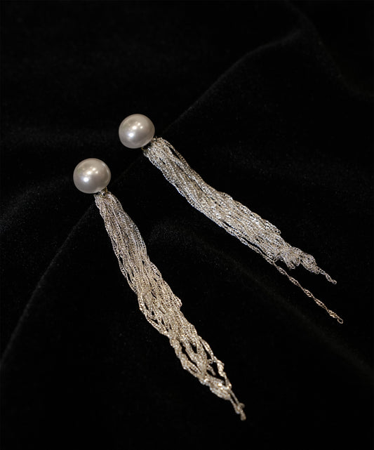 Boucles d'oreilles pendantes en acier inoxydable avec pampilles en pierre naturelle colorée rétro G30