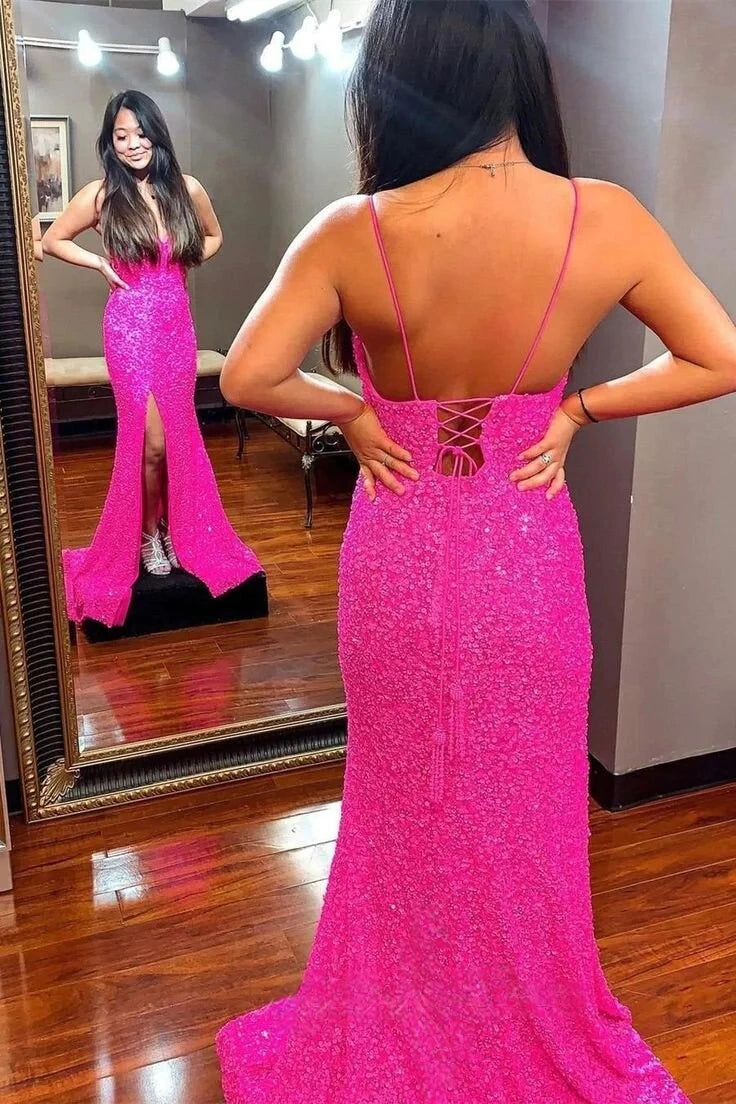 Elegant Mermaid Sequin Pink Long Prom Dresses Formal Dress J3687 JulyProm Elegant Mermaid Sequin Pink Long Prom Dresses Formal Dress J3687 JulyProm