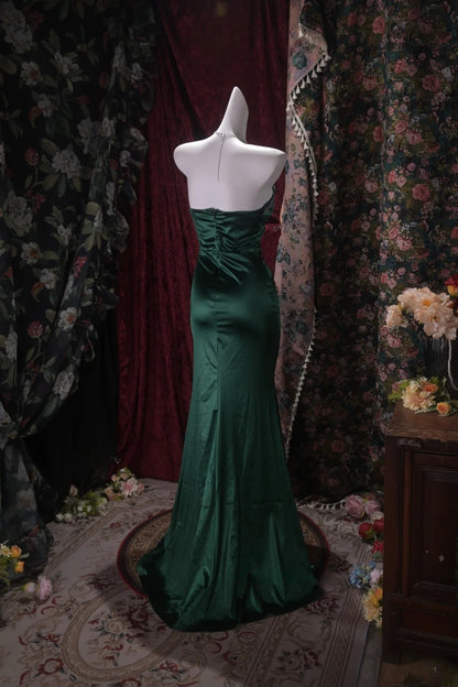 Trägerloses silbernes Vintage-Abendkleid, A-Linie, Geburtstagskleid J9370