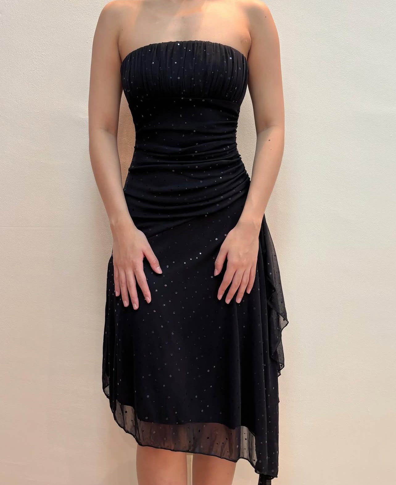 Trägerloses schwarzes Homecoming-Kleid mit Pailletten, Partykleid J8562