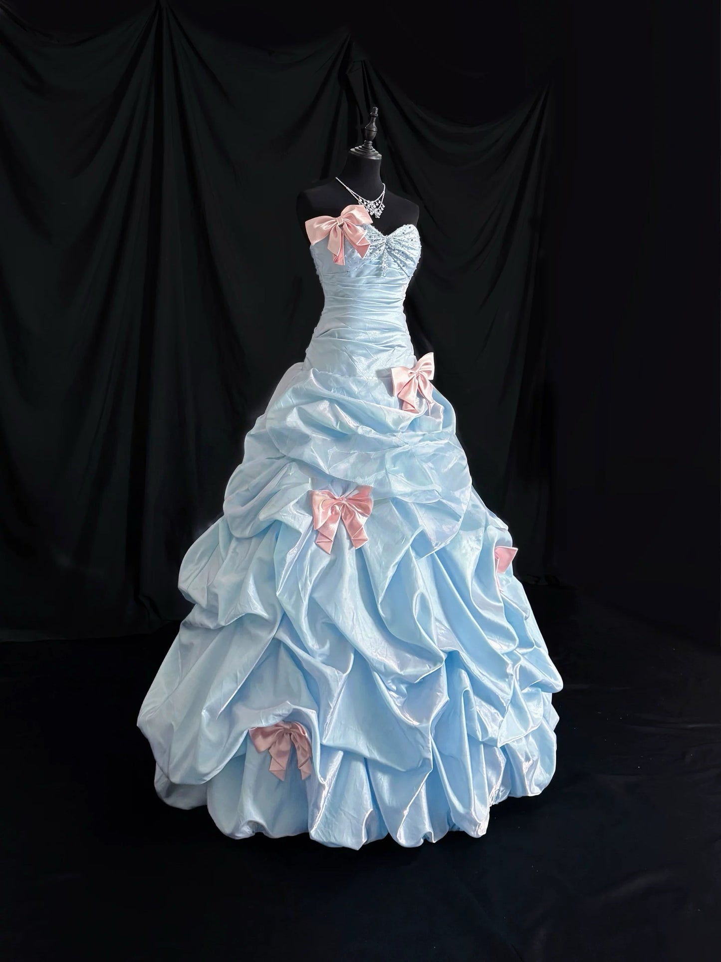 Sweetheart A Line Blue Birthday Dress Quinceanera Dresses With Bow J8428