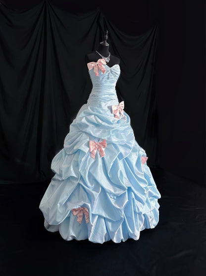 Sweetheart A Line Blue Birthday Dress Quinceanera Dresses With Bow J8428