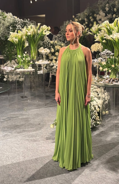 Robe de mariée plissée en satin vert, dos nu, tenue de soirée formelle, J7066