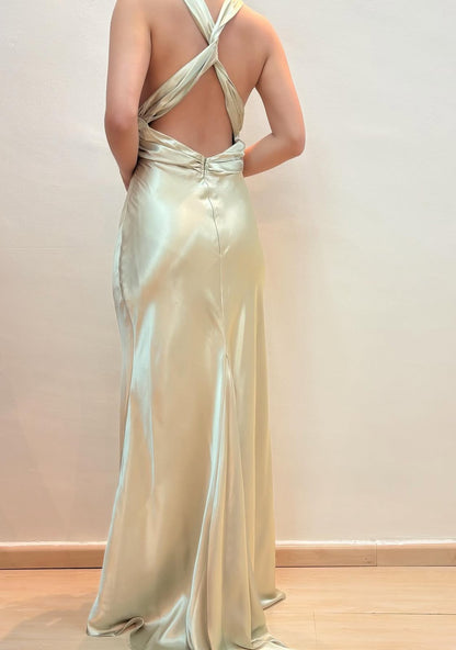 Robe de soirée longue style sirène à col en V J8546