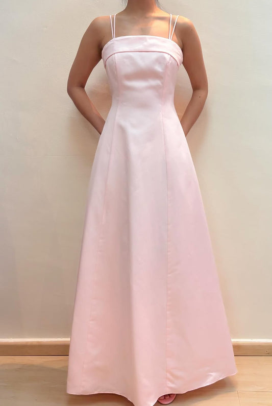 A Line Pink Long Prom Dress Vintage Evening Dress J8557