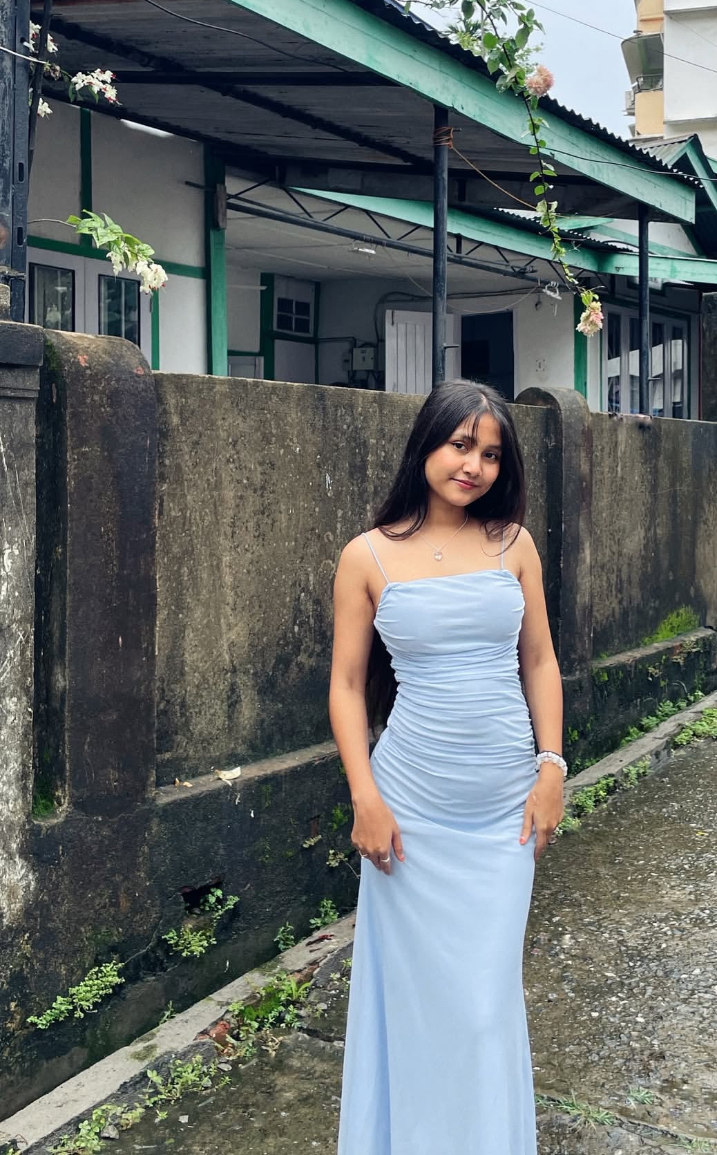 Spaghetti Straps Blue Long Prom Dress Formal Evening Party Dress J7085