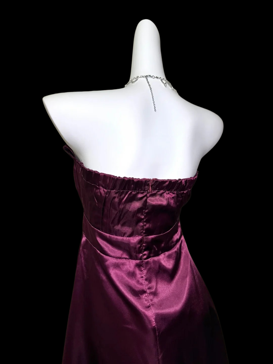 Robe de bal bustier violette en satin avec appliques, robe de soirée formelle J9413